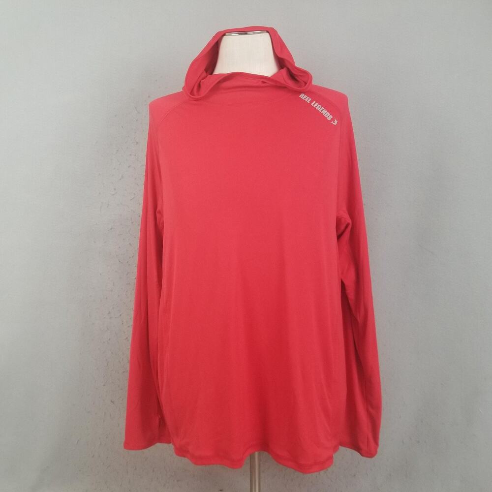 Reel Legends Shirt Mens XL Red Hooded‎ Reel-Tec Performance Fishing Thumbholes